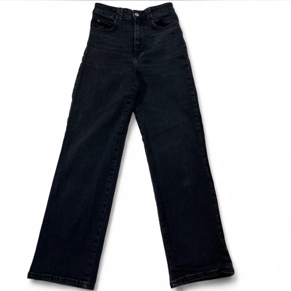 Zara Women's Black High Waisted  Straight Leg‎ Denim Jeans Pants Size 2